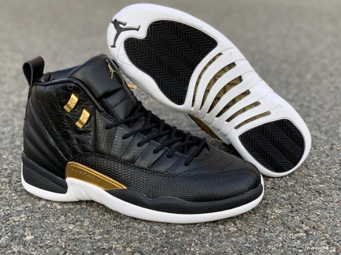 AO6068-007 Black Gold-White Retro Metallic Jordan 12 Air 'Reptile' 0821
